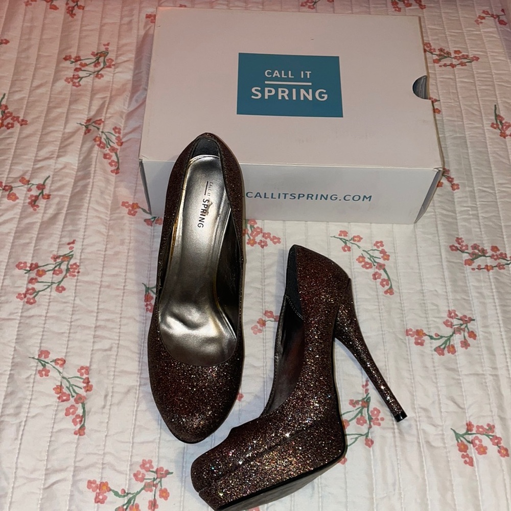 Call It Spring Sparkly Metallic Heels